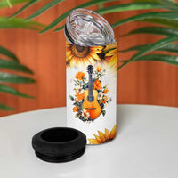 Dirt Roads And Country Music Girl 4 in 1 Can Cooler Tumbler Rustic Sunflower Floral Guitar Southern Cowgirl