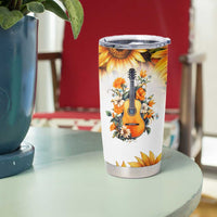 Dirt Roads And Country Music Girl Tumbler Cup Rustic Sunflower Floral Guitar Southern Cowgirl