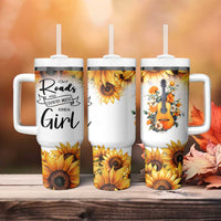 Dirt Roads And Country Music Girl Tumbler With Handle Rustic Sunflower Floral Guitar Southern Cowgirl
