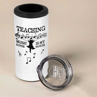 Music Teacher 4 in 1 Can Cooler Tumbler Teaching Music Is My Superpower Musicians Funny Cat Music Notes