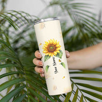 Personalized Sunflower Garden Skinny Tumbler Custom Name In A World Full Of Roses Be A Sunflower Inspirational Gift TB02