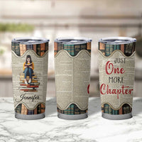 Personalized Book Lover Tumbler Cup Custom Name Just One More Chapter Bookworm Bibliophile Gift