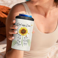 Personalized Nurse Sunflower 4 in 1 Can Cooler Tumbler Custom Name Rn Stethoscope Inspirational Christian Bible Verse Scripture