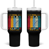 Total Solar Eclipse Tumbler With Handle Retro American Totality Tour Map April 8 2024 - Wonder Print Shop