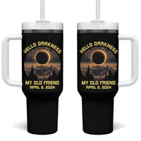 Total Solar Eclipse Tumbler With Handle Hello Darkness My Old Friend April 8 2024 American Totality - Wonder Print Shop