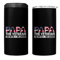 Patriotic Dad 4 in 1 Can Cooler Tumbler Papa The Veteran The Myth The Legend American Flag Dog Tags - Wonder Print Shop