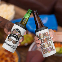 Funny Mom Life 4 in 1 Can Cooler Tumbler Mama Mommy Mom Bruh Leopard Messy Bun