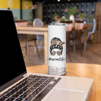 Funny Mom Life Skinny Tumbler Mama Mommy Mom Bruh Leopard Messy Bun