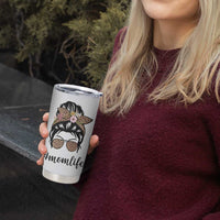 Funny Mom Life Tumbler Cup Mama Mommy Mom Bruh Leopard Messy Bun