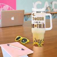 Mama Bear Floral Sunflower Tumbler With Handle Tough As A Mother Botanical Garden Uplifting Gift