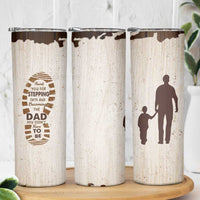 Stepdad and Stepson Skinny Tumbler Thank You For Stepping In Boy Dad Retro Vintage - Wonder Print Shop