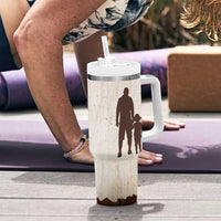 Stepdad and Stepdaughter Tumbler With Handle Thank You For Stepping In Girl Dad Retro Vintage - Wonder Print Shop