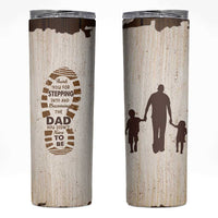 Stepdad of Two Skinny Tumbler Thank You For Stepping In Dad with Son and Daughter Retro Vintage - Wonder Print Shop