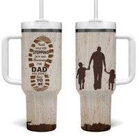 Stepdad of Two Tumbler With Handle Thank You For Stepping In Dad with Son and Daughter Retro Vintage - Wonder Print Shop
