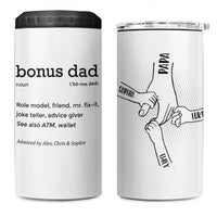 Custom Kids Name Stepdad 4 in 1 Can Cooler Tumbler Bonus Dad Of Three Holding Hands - Wonder Print Shop