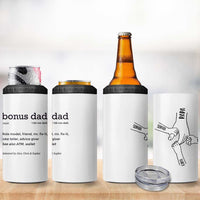Custom Kids Name Stepdad 4 in 1 Can Cooler Tumbler Bonus Dad Of Three Holding Hands - Wonder Print Shop