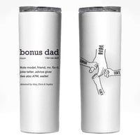Custom Kids Name Stepdad Skinny Tumbler Bonus Dad Of Three Holding Hands - Wonder Print Shop