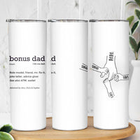 Custom Kids Name Stepdad Skinny Tumbler Bonus Dad Of Three Holding Hands - Wonder Print Shop