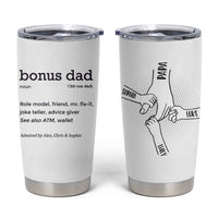 Custom Kids Name Stepdad Tumbler Cup Bonus Dad Of Three Holding Hands - Wonder Print Shop