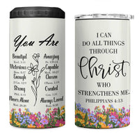 Uplifting Christian Faith 4 in 1 Can Cooler Tumbler I Can Do All Things Through Christ Who Strengthans Me Bible Verse Motivation