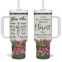 Uplifting Christian Faith Tumbler With Handle I Can Do All Things Through Christ Who Strengthans Me Bible Verse Motivation