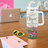 Uplifting Christian Faith Tumbler With Handle I Can Do All Things Through Christ Who Strengthans Me Bible Verse Motivation