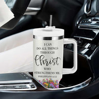 Uplifting Christian Faith Tumbler With Handle I Can Do All Things Through Christ Who Strengthans Me Bible Verse Motivation