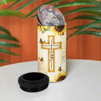 Uplifting Christian Faith Sunflower 4 in 1 Can Cooler Tumbler Bible Verse Affirmations Botanical