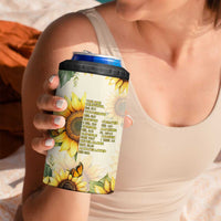 Uplifting Christian Faith Sunflower 4 in 1 Can Cooler Tumbler Bible Verse Affirmations Botanical