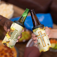 Uplifting Christian Faith Sunflower 4 in 1 Can Cooler Tumbler Bible Verse Affirmations Botanical