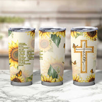 Uplifting Christian Faith Sunflower Tumbler Cup Bible Verse Affirmations Botanical