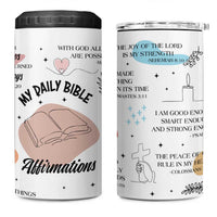Daily Bible Affirmations 4 in 1 Can Cooler Tumbler Christian Faith Motivation Uplifting Religious Gift