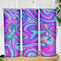 Personalized Suicide Prevention Awareness Skinny Tumbler Custom Name Stay Semicolon Butterfiles Teal and Purple Hologram