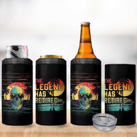 The Legend Has Retired 4 in 1 Can Cooler Tumbler Happy Retirement Gift Retro Skull Beach - Wonder Print Shop