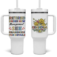 Funny Grandma Retirement Tumbler With Handle Retired Under New Management See Grandkids For Details - Wonder Print Shop