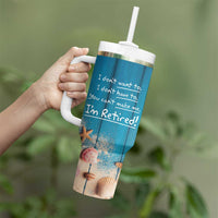 Happy Retirement Travel Tumbler With Handle You Can't Make Me I'm Retired Beach Lover - Wonder Print Shop