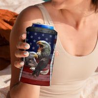 Personalized Eagle American Flag 4 in 1 Can Cooler Tumbler Custom Name Patriotic Gifts For Men