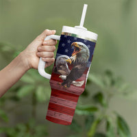Personalized Eagle American Flag Tumbler With Handle Custom Name Patriotic Gifts For Men