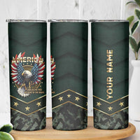 Personalized American Patriot Skinny Tumbler Custom Name Land Of The Free Because Of The Brave