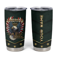 Personalized American Patriot Tumbler Cup Custom Name Land Of The Free Because Of The Brave