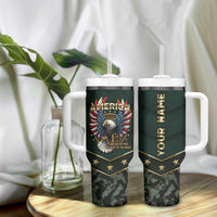 Personalized American Patriot Tumbler With Handle Custom Name Land Of The Free Because Of The Brave