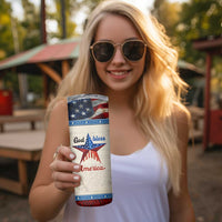 American Patriot Christian Skinny Tumbler God Bless America
