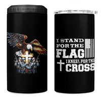 American Patriot Christian 4 in 1 Can Cooler Tumbler Stand For the Flag Kneel For the Cross Eagle