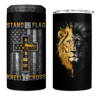 American Patriot Christian 4 in 1 Can Cooler Tumbler Stand For the Flag Kneel For the Cross Lion