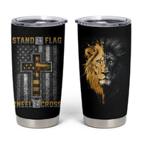 American Patriot Christian Tumbler Cup Stand For the Flag Kneel For the Cross Lion
