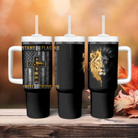 American Patriot Christian Tumbler With Handle Stand For the Flag Kneel For the Cross Lion