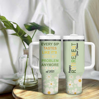 Personalized Retirement Gifts Tumbler With Handle Custom Name Retired 2025 Every Sip Tastes Like It's Not My Problem Anymore