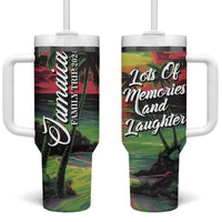 Jamaica Family Trip 2024 Souvenir Tumbler With Handle Jamaican Beach Vacation Lots Of Memories And Laughter - Wonder Print Shop