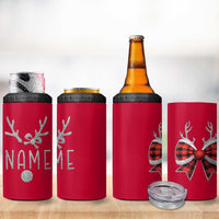 Personalized Christmas 4 in 1 Can Cooler Tumbler Custom Name Cute Reindeer Girly Bow - Wonder Print Shop
