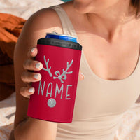 Personalized Christmas 4 in 1 Can Cooler Tumbler Custom Name Cute Reindeer Girly Bow - Wonder Print Shop